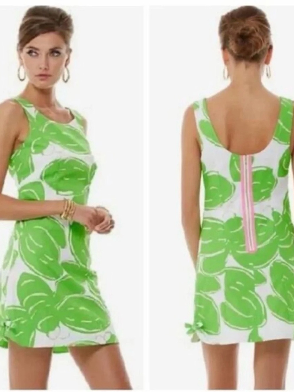 Lilly Pulitzer⎼NWOT White & Green Leaf Delia Resort Mini Dress, Sz 0, XS